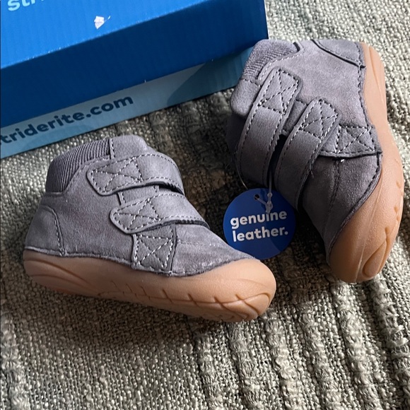 Stride Rite Gray and Tan Baby Walker Shoes - Picture 3 of 4